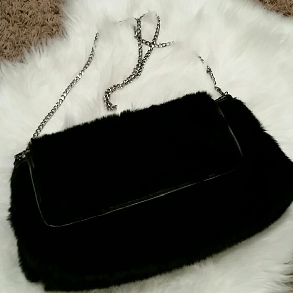 black fur purse
